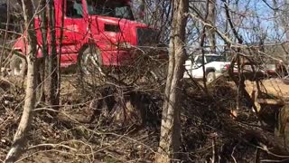 Mobile Home Moving Over Creek