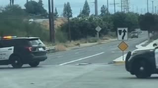 Man leads a high-speed chase in a golf cart