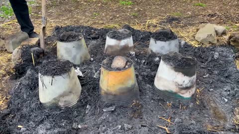 Way to Cook Whole Chickens Under Buckets!