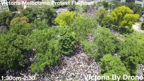 Drone shot Melbourne Australia Rally - World Wide Freedom Demonstration! Kill Bill - 20.11.2021