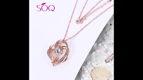 Environmentally Friendly Rose Gold Heart Pendant Foreign Trade Necklace Heart Connected Necklace