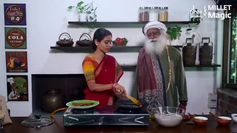 Sadhguru & Radhe Cook A Ragi Dosa Together _ Millet Recipe-