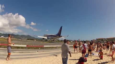 Airplane low pass! St.Maarten, Maho beach 2020
