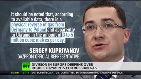 La Russia interrompe le forniture di gas a Bulgaria e Polonia per mancato pagamento in rubli.Gazprom afferma che la Polonia sta ora utilizzando una fornitura di gas dalla Germania.Ciò significa che comprano ancora il gas russo ma ad un prezzo più alto
