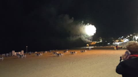 Fireworks at Levante Beach in Benidorm, Spain