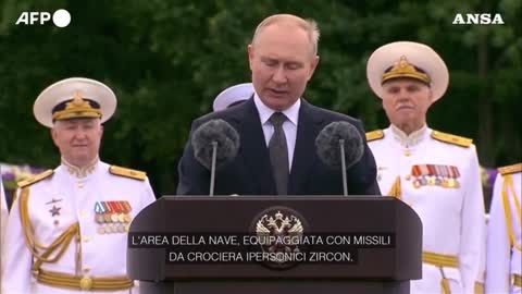 Putin:"La consegna dei missili ipersonici Tsirkon in prossimi mesi" E' arma anti-nave ipersonica senza eguali al mondo.L'Annuncio oggi in Giornata della Marina Russa.portata di oltre 1.000 km per neutralizzare portaerei e incrociatori