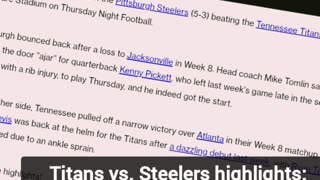Titans vs. Steelers highlights: Pittsburgh wins 20-16 on Thursday Night Football. #amv #usa .