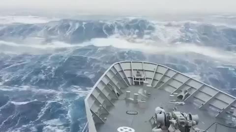 Storm at sea, view from the ship