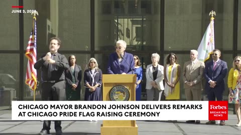 Mayor Brandon Johnson Celebrates Raising Of Chicago's Pride Flag
