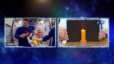 Chinese astronauts light candle with match on Tiangong space station to show flame behavior