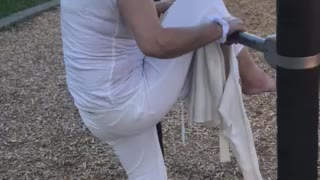 Beauty 62 yr old woman spinning