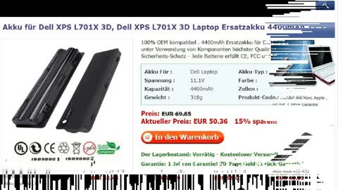 Akku für Dell XPS L701X 3D, Dell XPS L701X 3D Laptop Ersatzakku