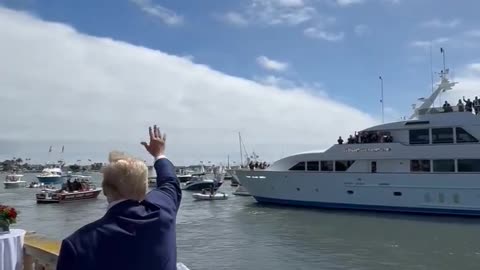 President Donald Trump waving to the boaters in Newport Beach, California!