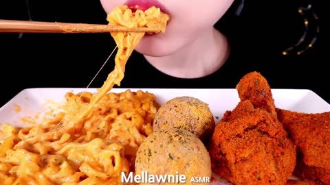 ASMR CHEESY CARBO FIRE NOODLE, FRIED CHICKEN, CHEESE BALL 까르보불닭, 뿌링클 치킨,치즈볼 EATING SOUNDS MUKBANG먹방