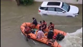 Heavy floods due to extreme rain fall in Nagpur city of Maharashtra, India