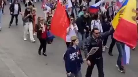 FROM MOSCOW TO BEIRUT Festive marches, Russian flags and solidarity statements light the streets