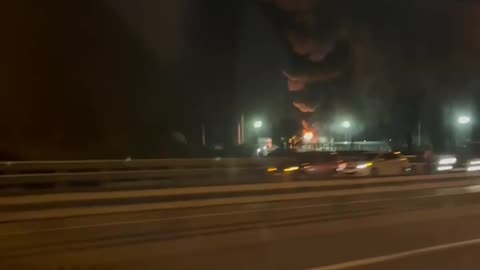 Fuel tanks burn in Leningradskaya village, Krasnodar Krai after UAV attack P2