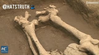 Archaeologists in China find giant human skeletons