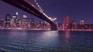 The New York city at night from bridge view