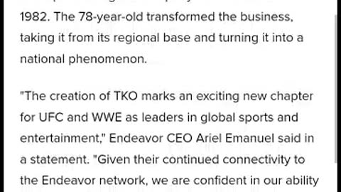 Vince McMahon sold is wwe company to ufc tko group in a merger 9/16/23