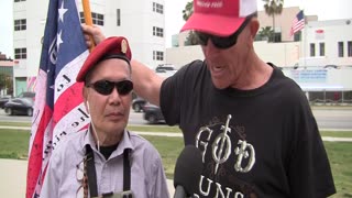 Views of MAGA Patriots, Kelly J. Patriot & Lam Tran at Bev Hills Freedom Rally