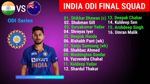 India Tour of New Zealand 2022 India Team New & Final ODI Squad India Squad for New Zealand