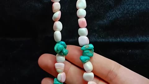 Natural turquoise and Princess spiny oyster free-shape beads handmade necklace