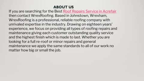 Roof Repairs Service in Acrefair