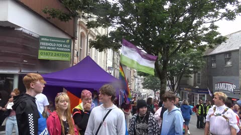 Redruth Gay LGBTQIA+ Pride Cornwall England. Roxy Moron Drag Queen 21st July 2022.