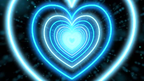 727. Neon Heart Tunnel Bg Animation Beautiful💙Blue Heart Background ]