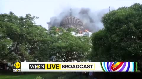Giant dome collapses as fire engulfs mosque in Indonesia| Jakarta Islamic Centre Grand Mosque| WION