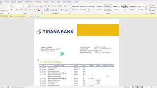 Albania Tirana banking statement template in Excel and PDF format