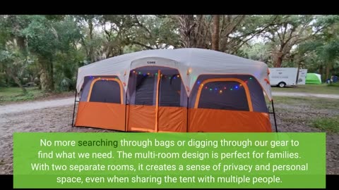 User Comments: CORE 12 Person Tent Large Multi Room Tent for Family with Storage Pockets for...