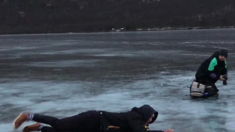 Guy Fails to Do a Cool Slide on the Ice