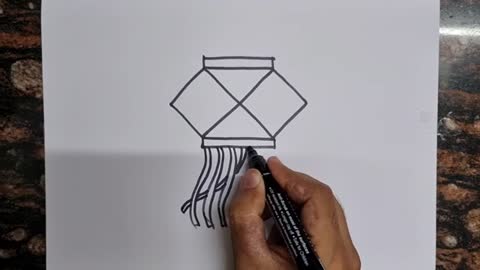 Akash Kandil Drawing // Easy Drawing // Diwali drawing // Lantern Drawing