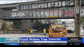 Heavy rain causes flooding on several Southland freeways