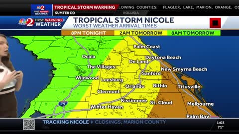 Tracking Tropical Storm Nicole 1 p.m. Wednesday