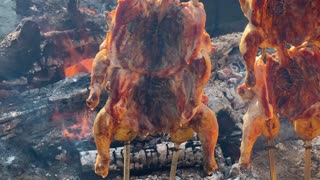 20 Whole Chickens Fried on a Fire with a Perfect Crispy Crust