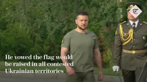 Zelensky taunts Russia at national flag ceremony ahead of Ukrainian Independence day