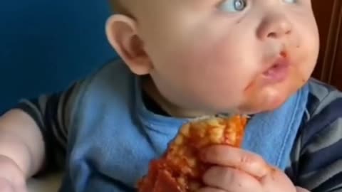 Cute baby eating video