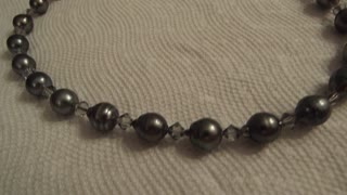 Tahitian Pearl Necklace With Swarovski Crystals Video 2