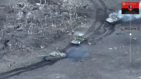 All Hell Breaks Loose After Russian Armored Column Hits a Mine and Detonates