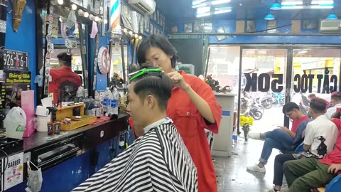 Vietnamese barber shop, professional men's haircut only 2 dollars
