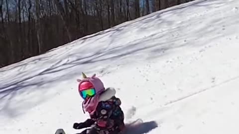 Dad's Snowboarding Fun with 5-Year-Old