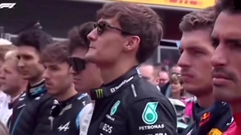 F1 drivers try not to laugh at the Belgian anthem