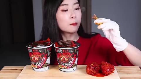 Spicy noodles mukbang