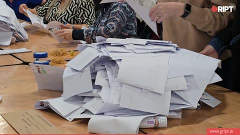 Boxes being emptied as the count begins at RDS, Dublin