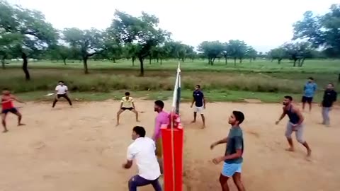 Volleyball game of Indian village boys