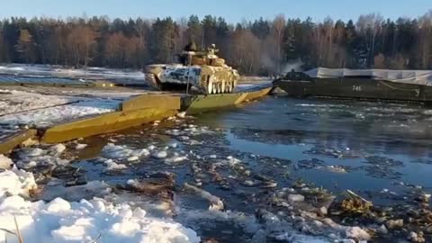 Belarus Shows Tank Practising Crossing River On Pontoon Bridge Amid Fears Of Invasion