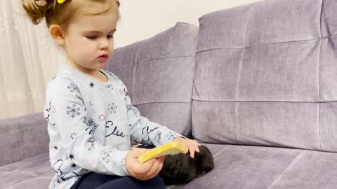 Baby Girl Feeding Baby Rabbit [CUTENESS OVERLOAD]